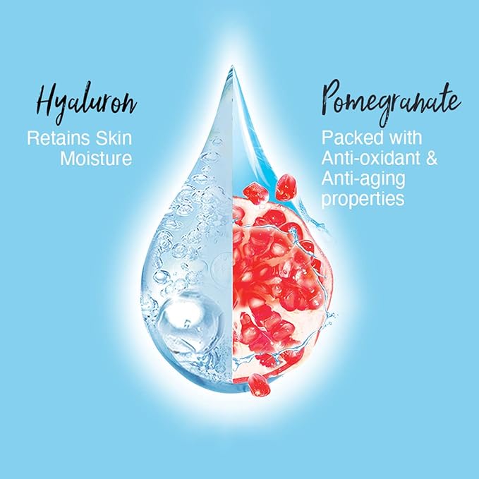 Refect Beauty Garnier Hydra Bomb mask graphic showing hyaluronic acid and pomegranate antioxidant benefits
