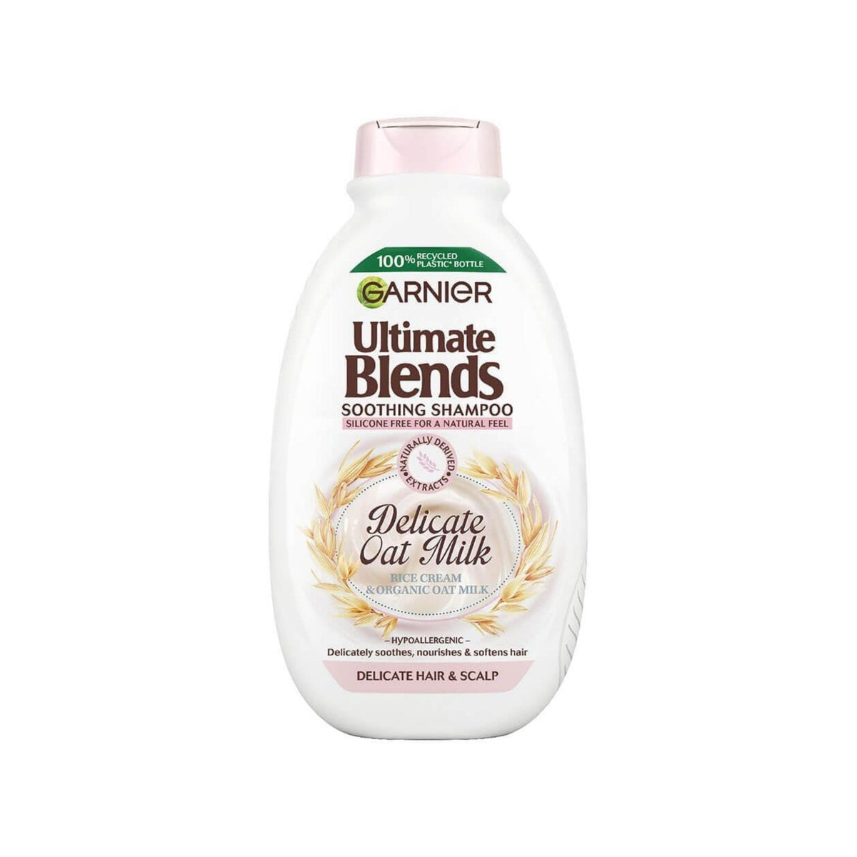 Refect Beauty Garnier Ultimate Blends smoothing shampoo with rice cream and oat milk in a white bottle