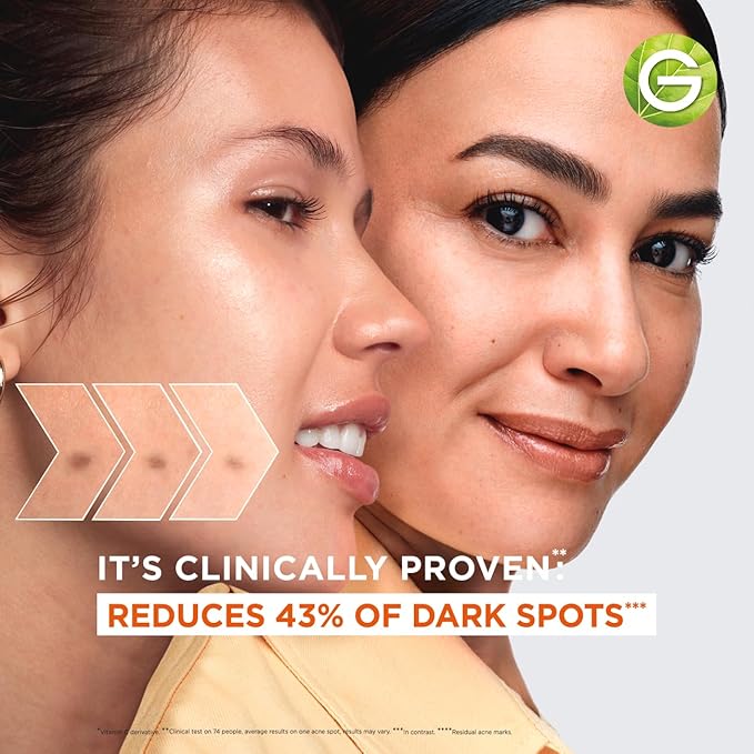Refect Beauty Garnier Fast Bright Vitamin C serum advertisement showing two women with clear, glowing skin.