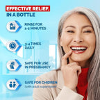 Refect Beauty Gengigel Mondspoeling mouthwash infographic showing usage instructions and safety benefits for a woman