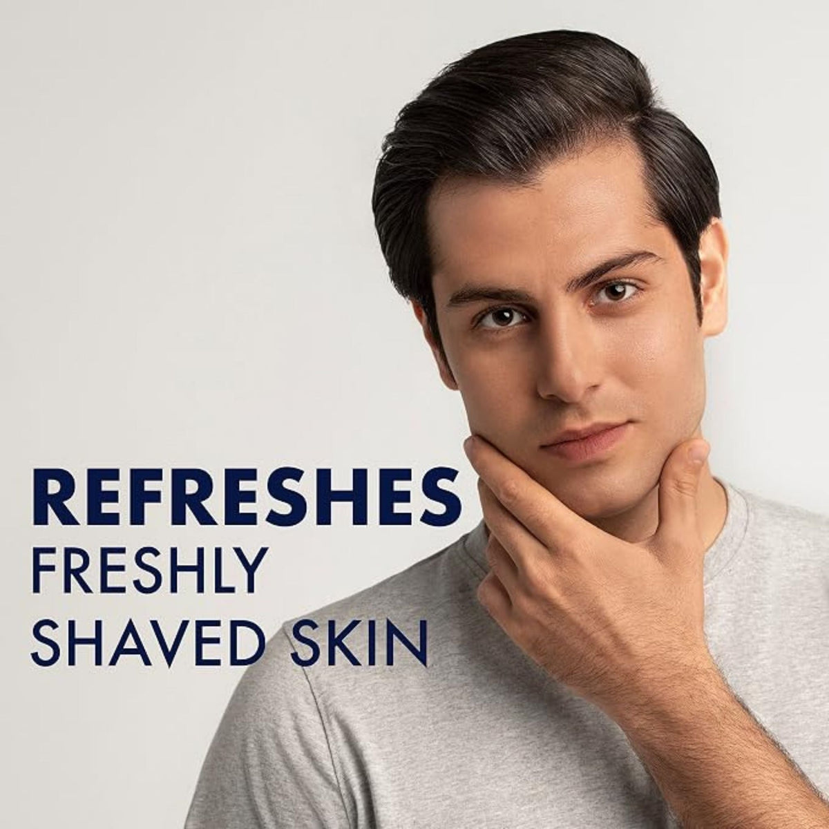 Refect Beauty Gillette Splash After Shave Refresh used by a man with smooth skin after shaving
