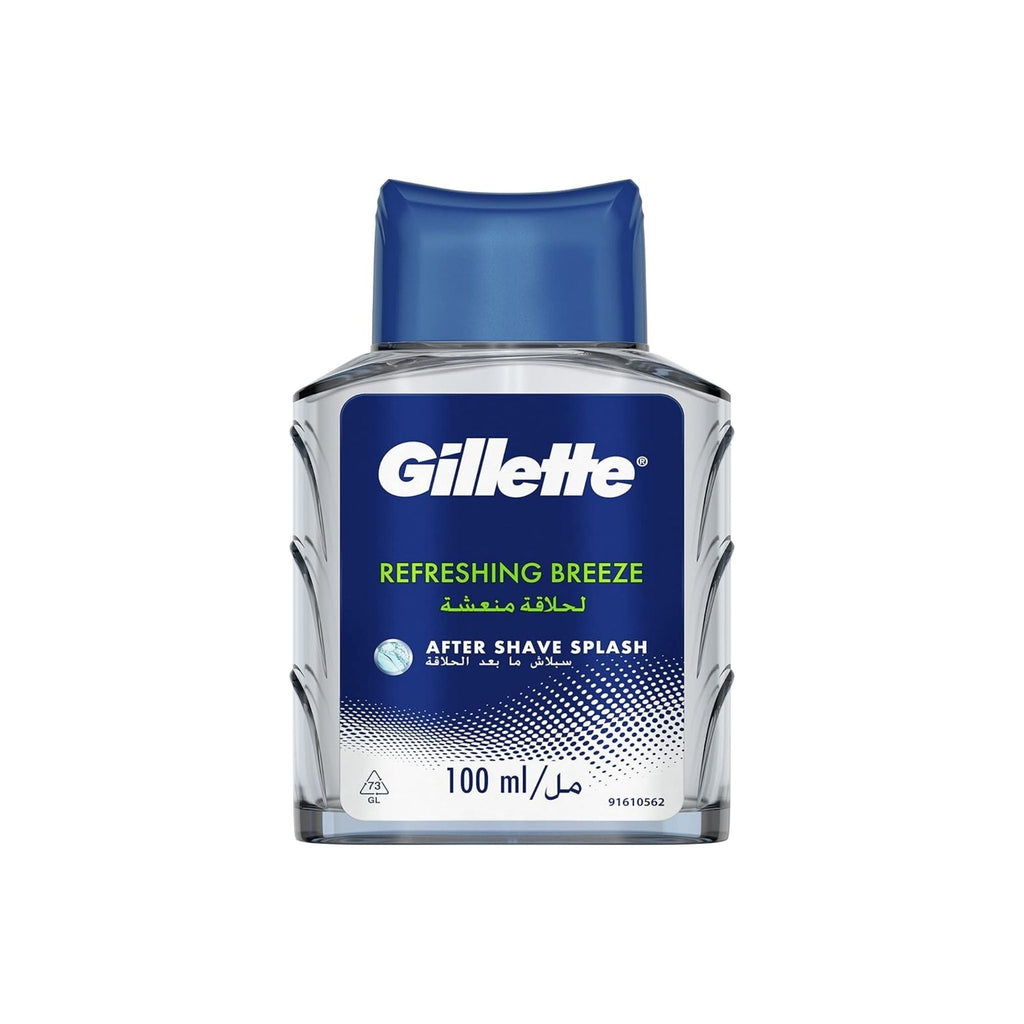 Refect Beauty Gillette Splash After Shave Refresh in a 100ml clear bottle with a blue cap for cooling skin care