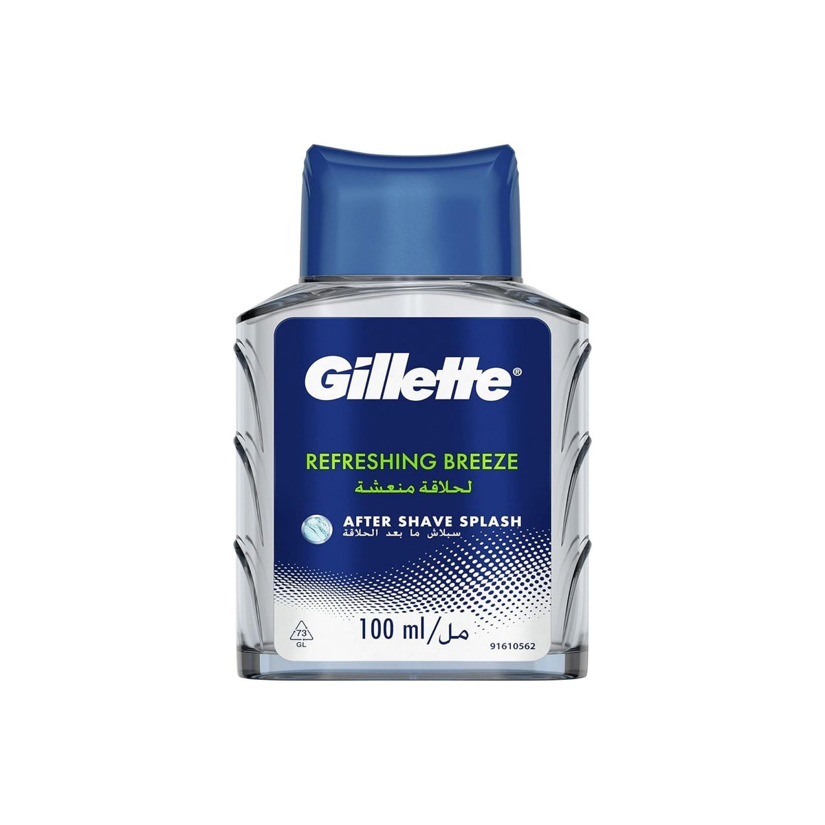 Refect Beauty Gillette Splash After Shave Refresh in a 100ml clear bottle with a blue cap for cooling skin care