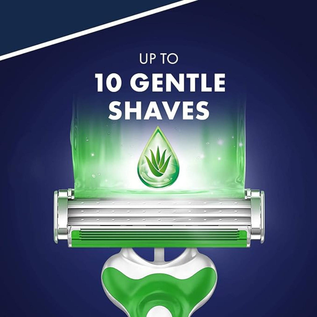 Refect Beauty Gillette Blue3 Sensitive disposable razor head with triple blades and aloe lubricating strip