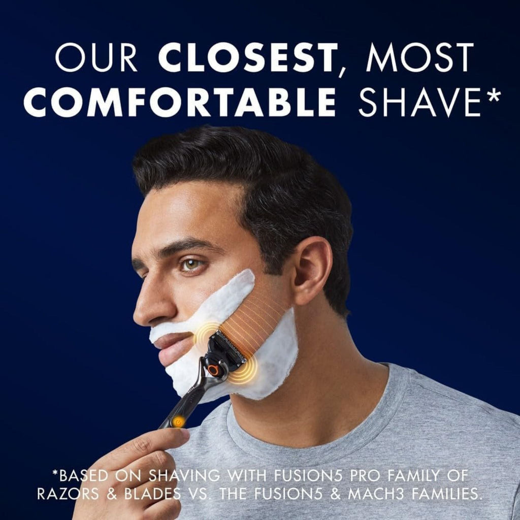 Refect Beauty Gillette Fusion ProGlide razor used by a man with shaving cream on his face for a smooth shave