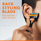 Refect Beauty Gillette Fusion5 razor with precision trimmer blade used for edging and styling sideburns on a man