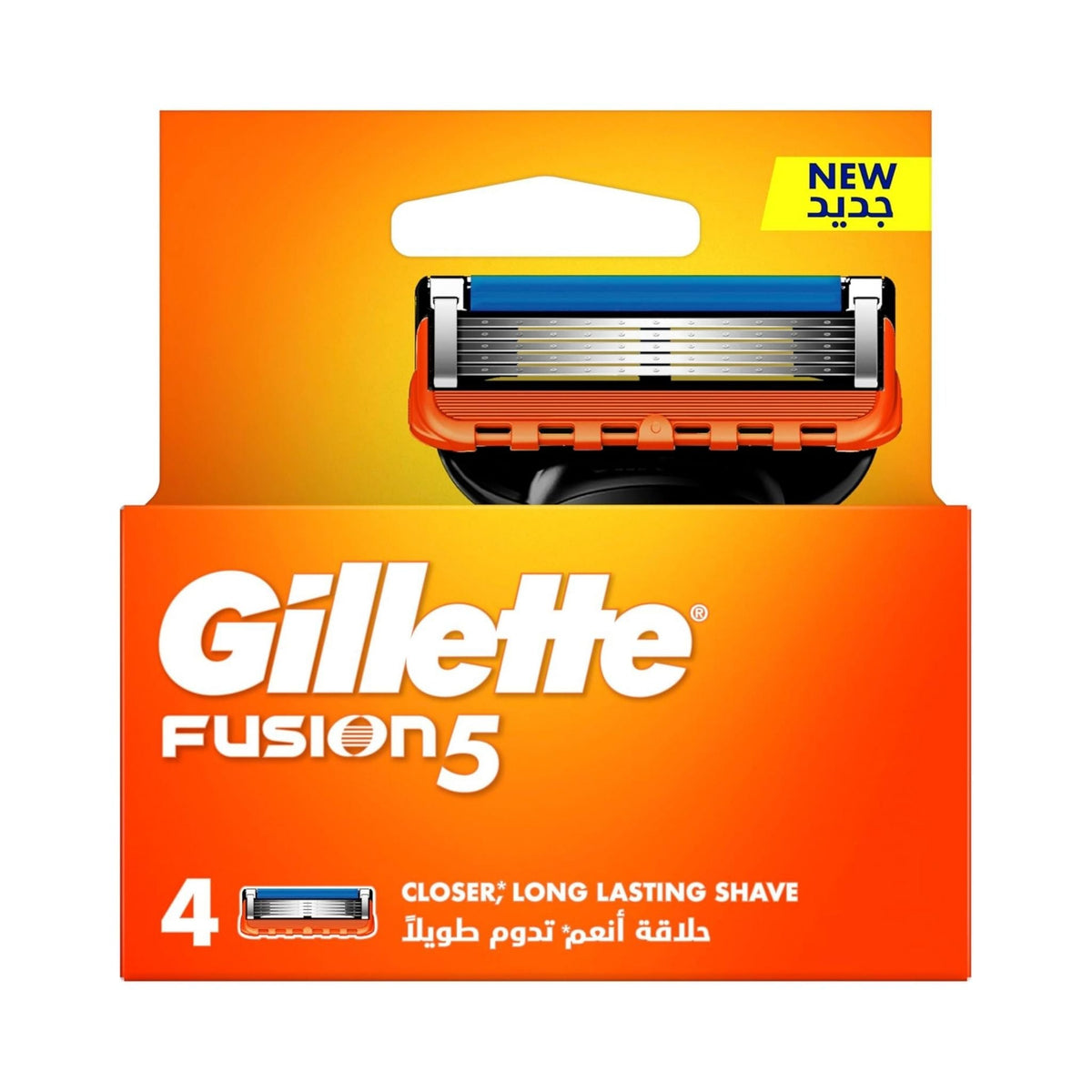 Refect Beauty Gillette Fusion5 razor blade refills in orange packaging featuring five anti-friction blades