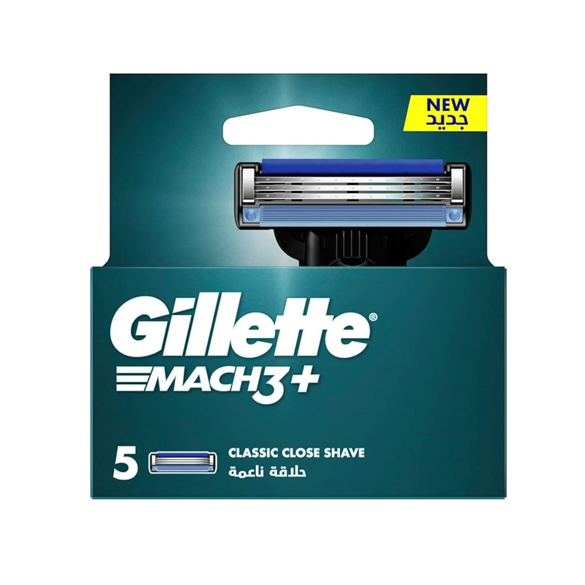 Refect Beauty Gillette Mach3+ razor blade refills pack of 5 with triple blade system and lubrication strip