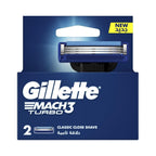 Refect Beauty Gillette Mach3 Turbo 3D razor blade refills in blue packaging with two precision cartridges