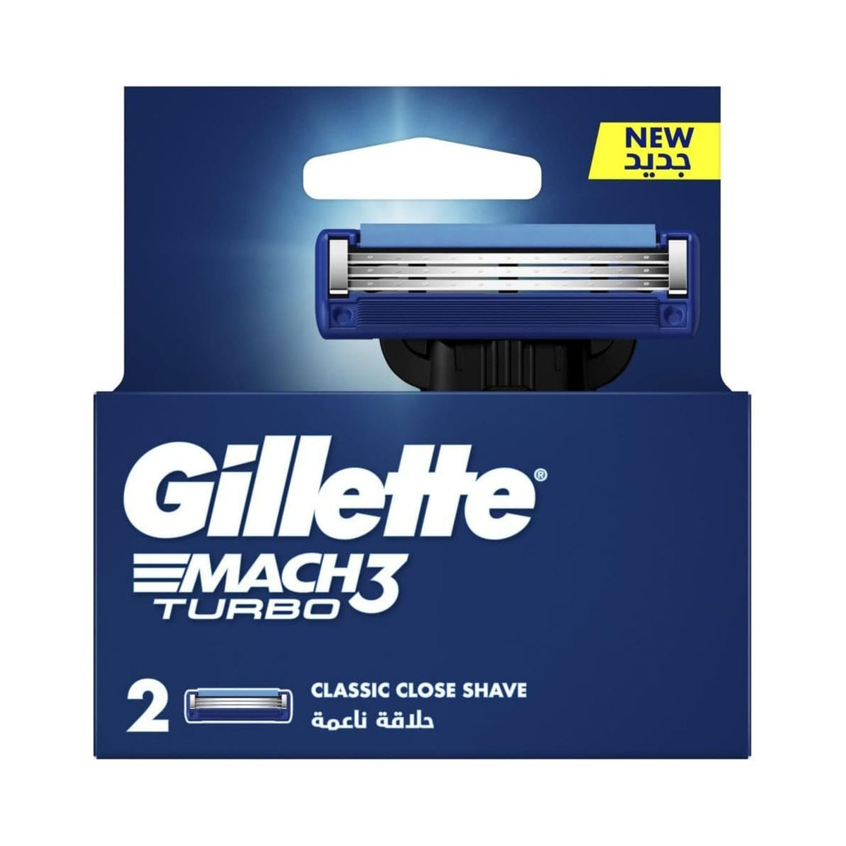 Refect Beauty Gillette Mach3 Turbo 3D razor blade refills in blue packaging with two precision cartridges