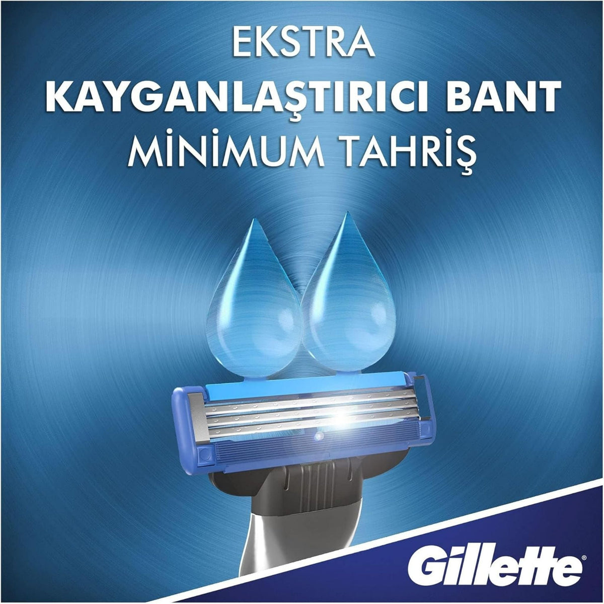 Refect Beauty Gillette Mach3 Turbo razor head with lubricating strip and water droplets for a smooth shave