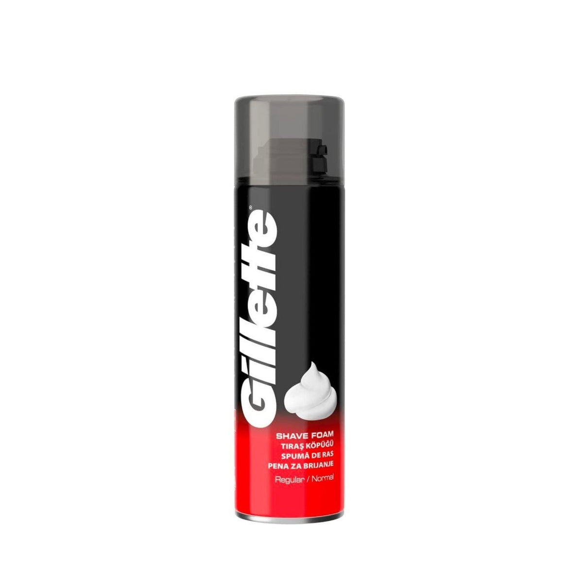Refect Beauty Gillette Regular Pre Shave Foam in a black and red aerosol can for smooth shaving and skin protection.