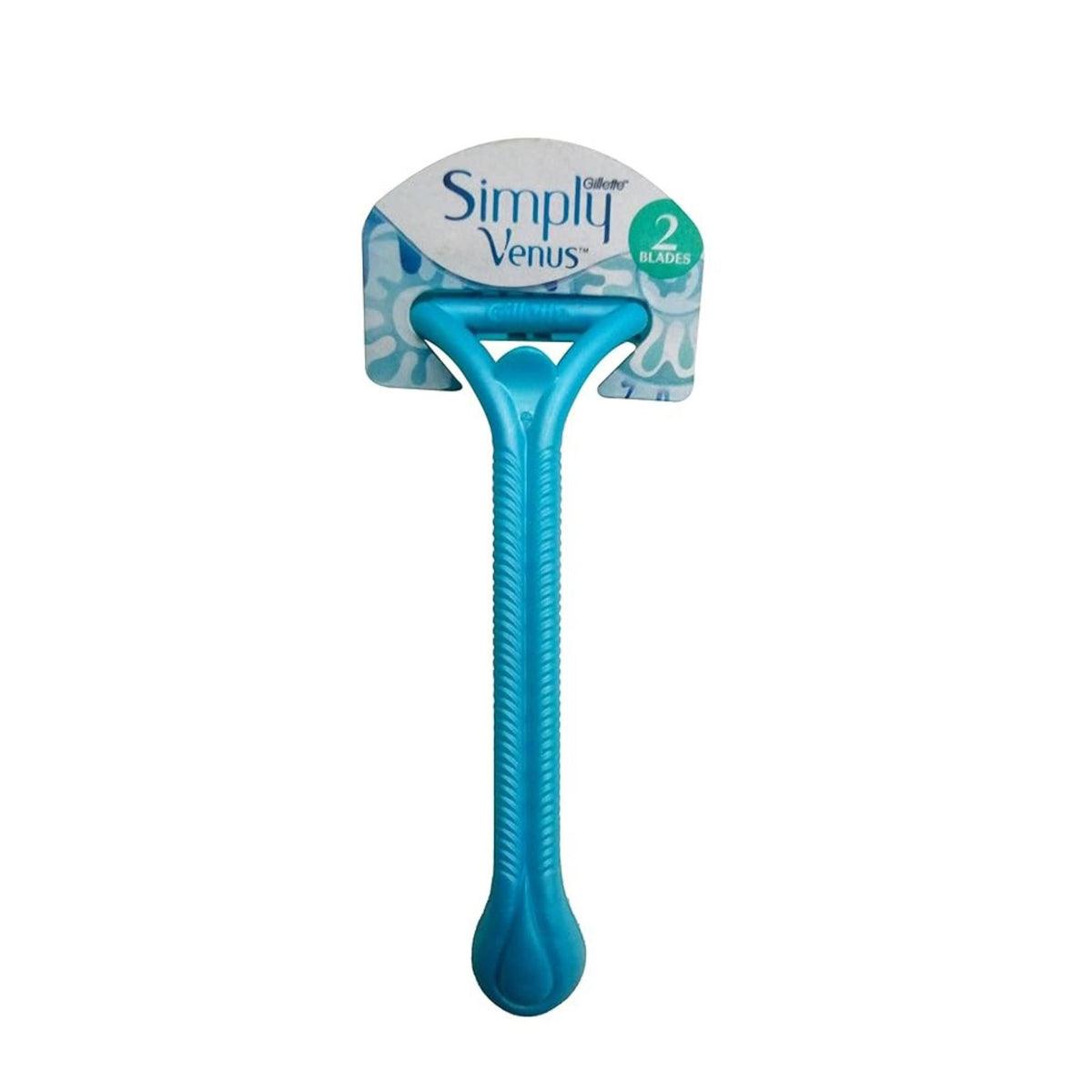 Refect Beauty Gillette Simply Venus disposable razor with a blue ergonomic handle and two stainless steel blades.