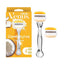 Refect Beauty Gillette Venus Comfort Glide Coconut razor with 5 blades and Olay moisture bars for a smooth shave.