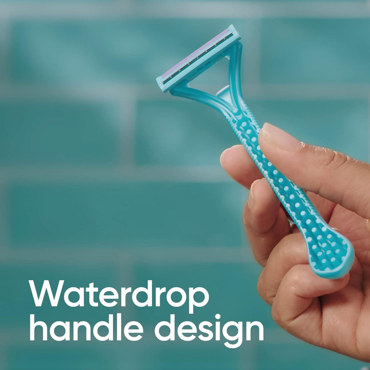 Refect Beauty Gillette Venus Simply 2 disposable razor with a blue teardrop-shaped ergonomic handle and glide strip