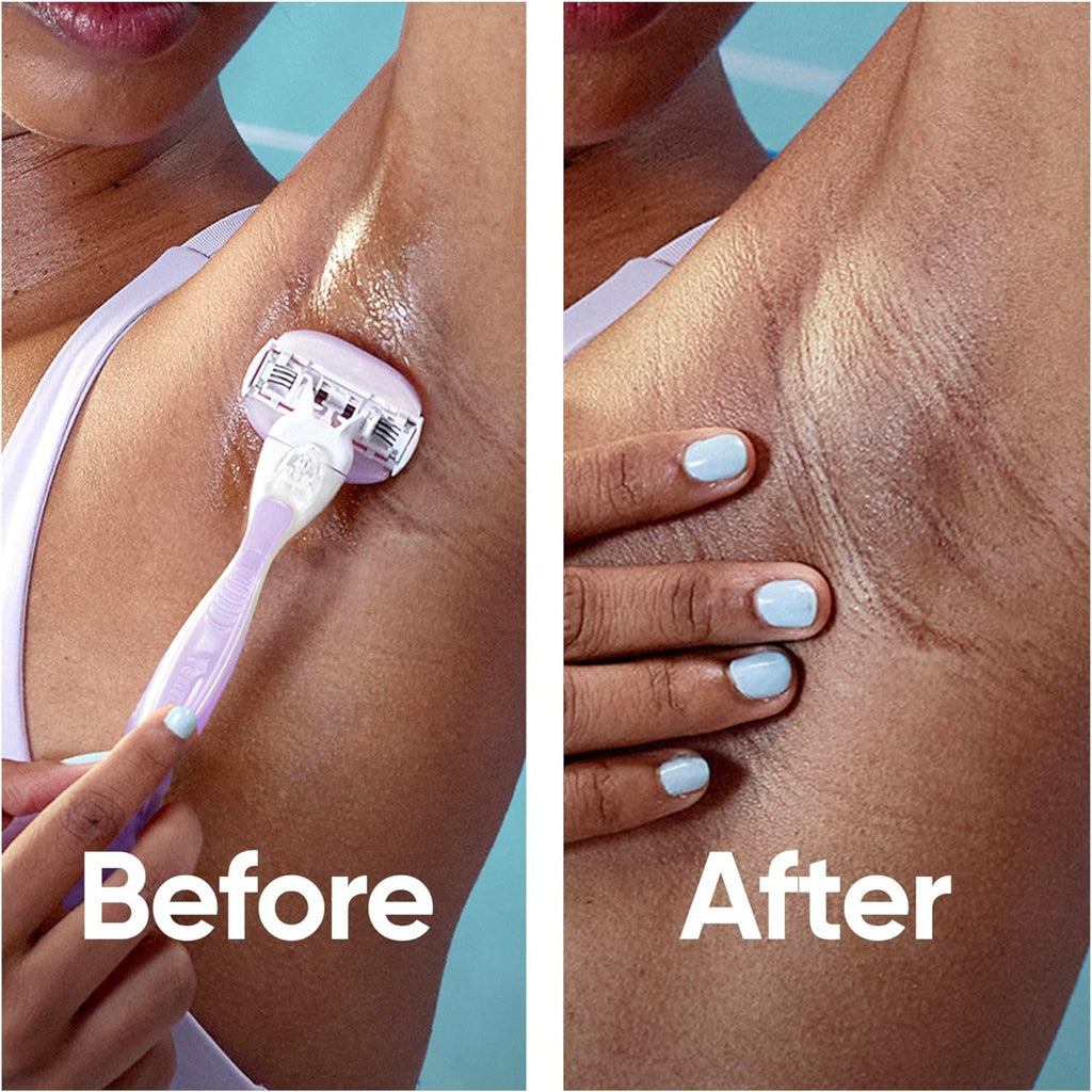 Refect Beauty Gillette Venus Comfort Glide Breeze razor showing before and after results on underarm skin