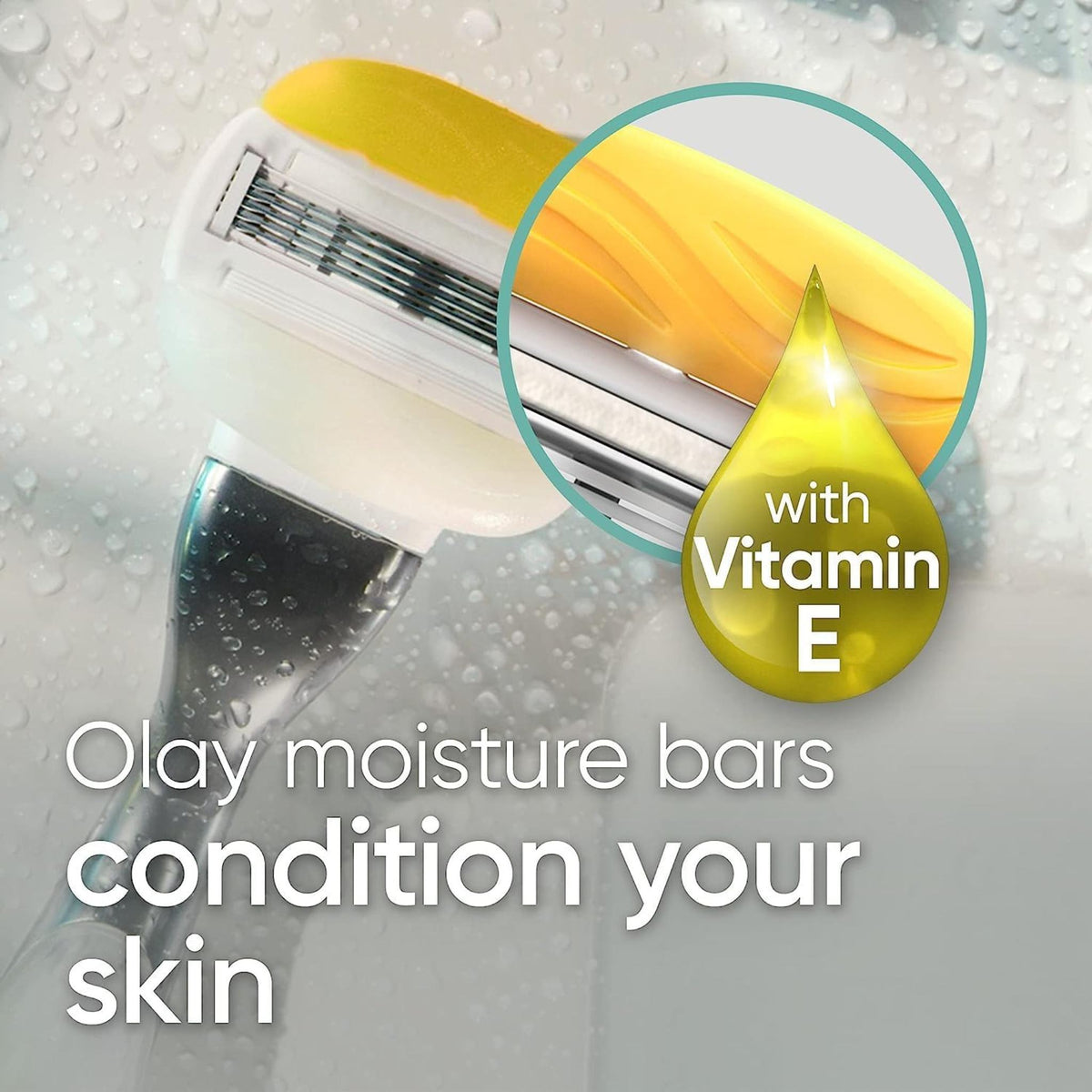 Refect Beauty Gillette Venus razor head with yellow Olay moisture bars and 5 blades for a smooth shave
