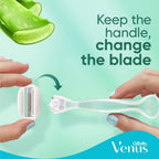 Refect Beauty Gillette Venus Comfortglide Sensitive razor handle and replacement blade cartridge being attached
