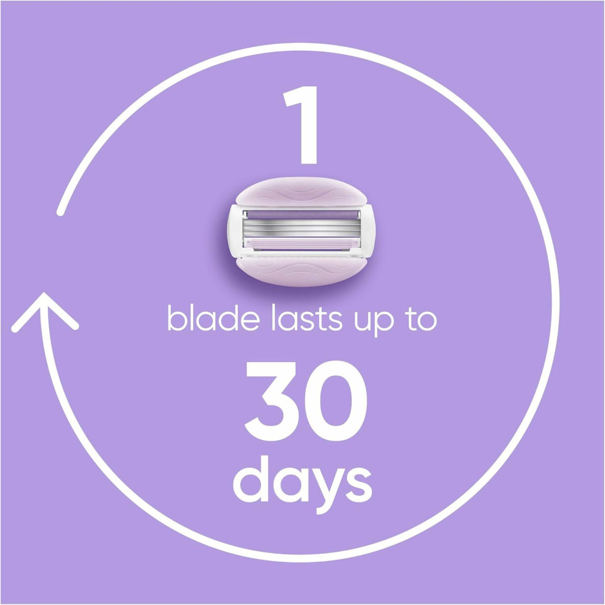 Refect Beauty Gillette Venus Comfort Glide Breeze razor blade refill with integrated gel bars on a purple background