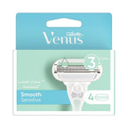 Refect Beauty Gillette Venus Smooth Sensitive razor blade refills in a 4-pack with 3 blades for sensitive skin