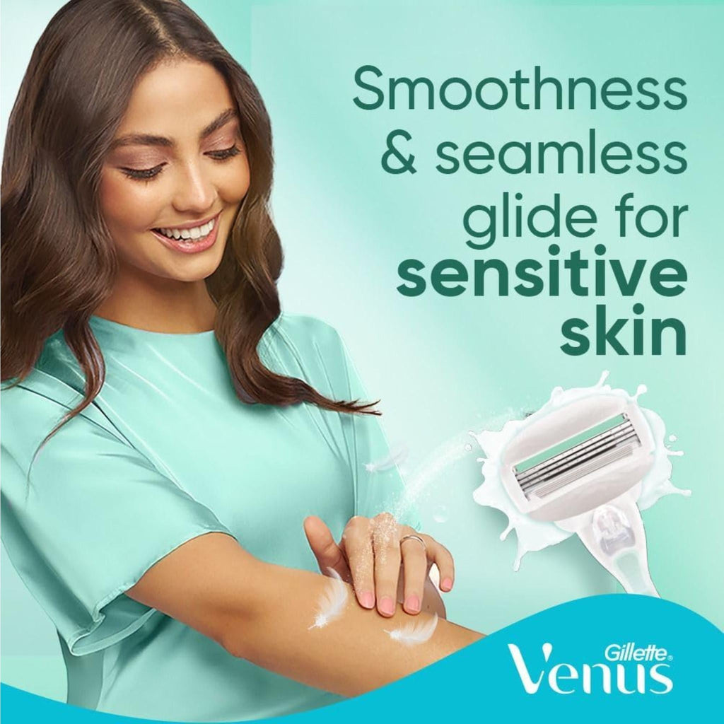 Refect Beauty Gillette Venus Comfortglide sensitive razor with moisture ribbon for smooth shaving on arm