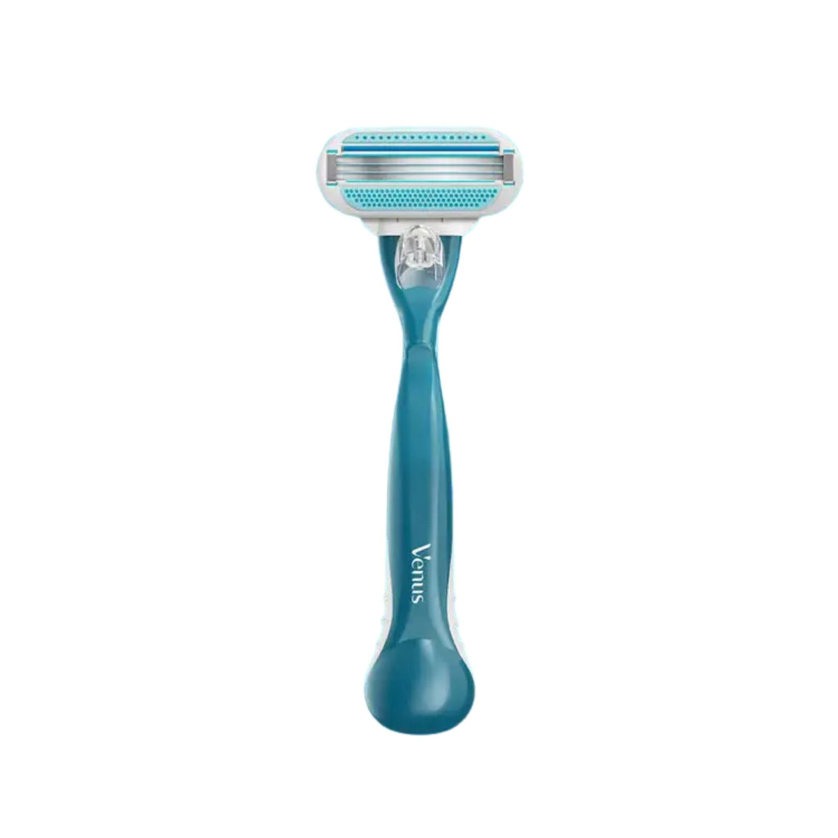 Refect Beauty Gillette Venus Smooth razor with teal ergonomic handle, three blades, and aloe-infused lubrastrip.