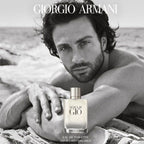 Refect Beauty campaign featuring Aaron Taylor-Johnson with Giorgio Armani Acqua Di Gio refillable eau de toilette