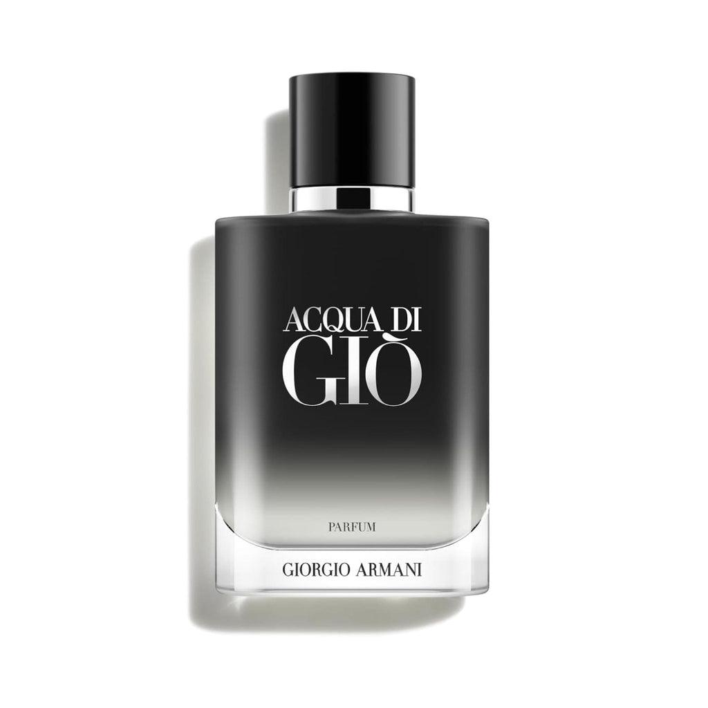 Refect Beauty Giorgio Armani Acqua Di Gio Parfum bottle with a sleek black gradient glass design and silver lettering.