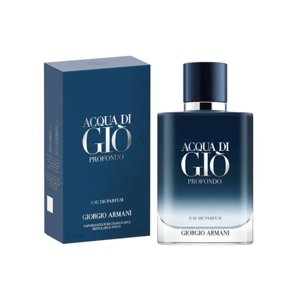 Refect Beauty Giorgio Armani Acqua Di Gio Profondo Eau de Parfum bottle and blue box packaging