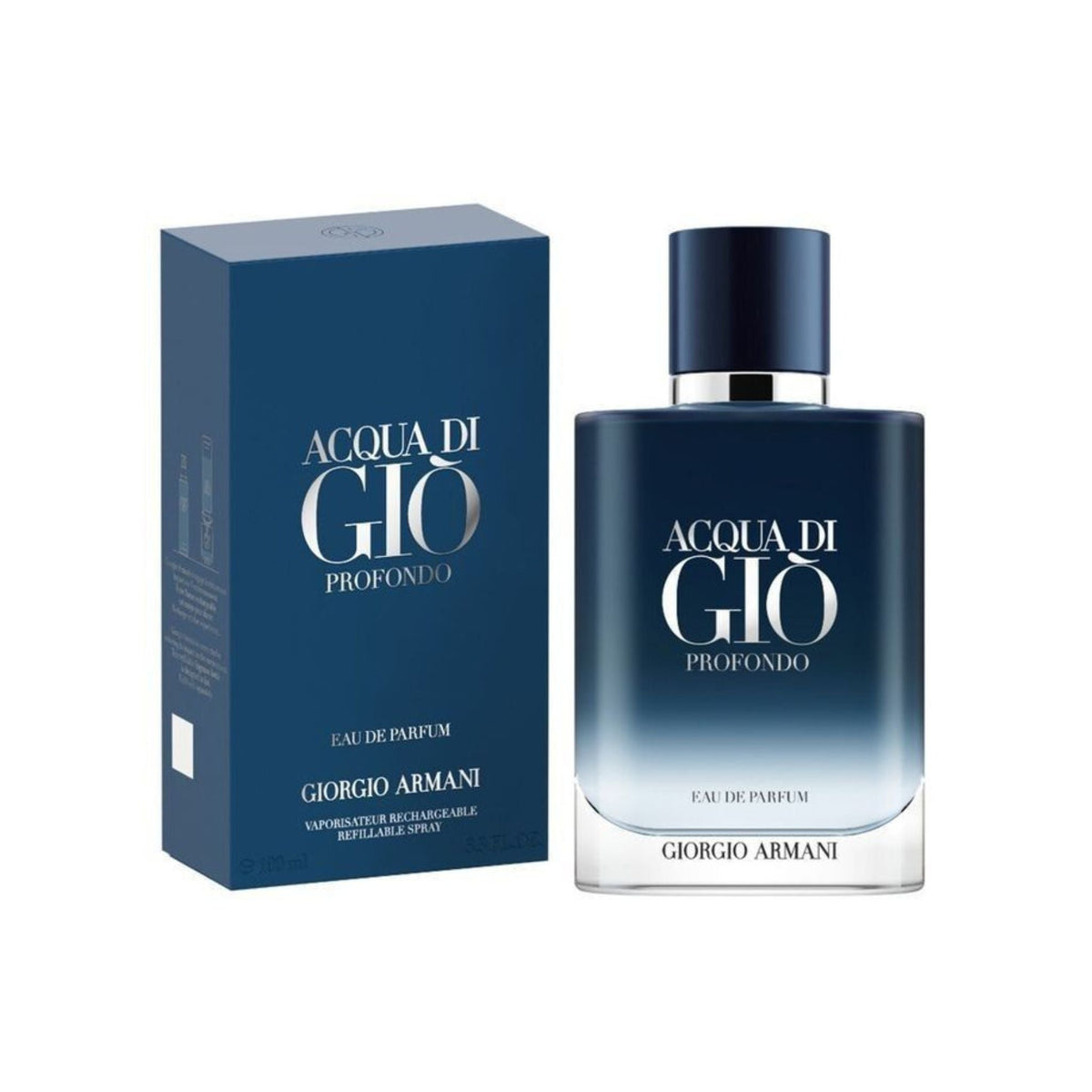 Refect Beauty Giorgio Armani Acqua Di Gio Profondo Eau de Parfum bottle and blue box packaging
