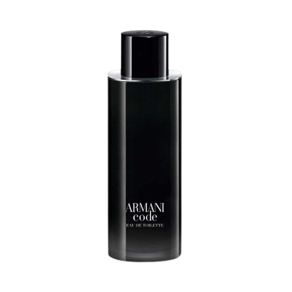 Refect Beauty Giorgio Armani Code Eau de Toilette in a sleek black refillable glass bottle with minimalist branding.