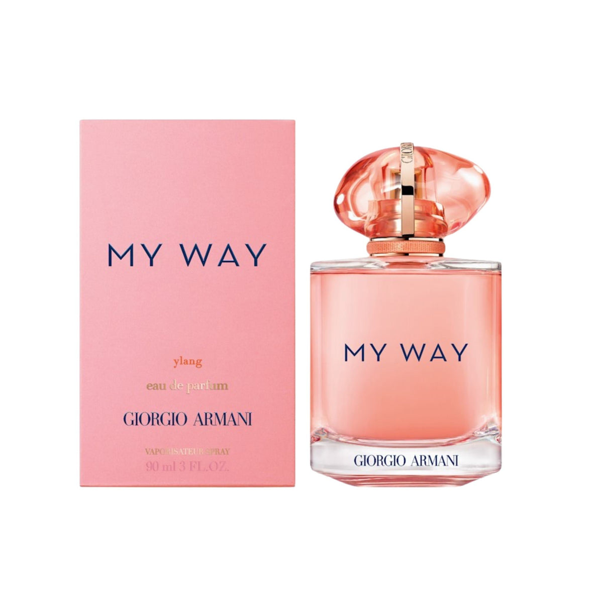 Refect Beauty Giorgio Armani My Way Ylang eau de parfum bottle and pink box packaging