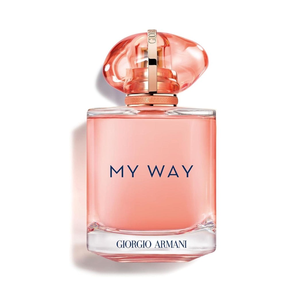 Refect Beauty Giorgio Armani My Way Ylang Eau de Parfum in a clear glass bottle with a pink liquid and stone-like cap
