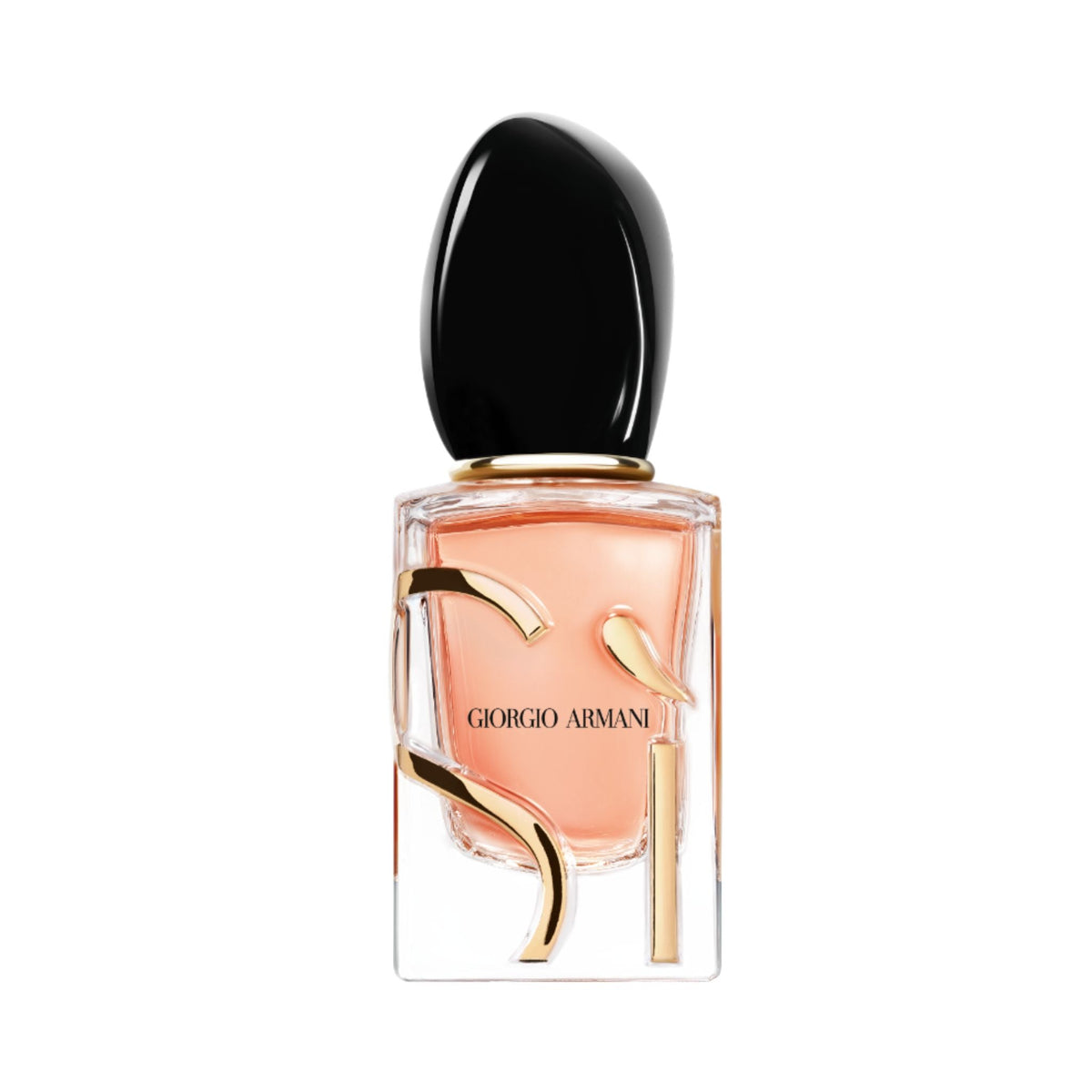 Refect Beauty Giorgio Armani Si Intense Eau de Parfum in a glass bottle with a black cap and gold logo detailing.