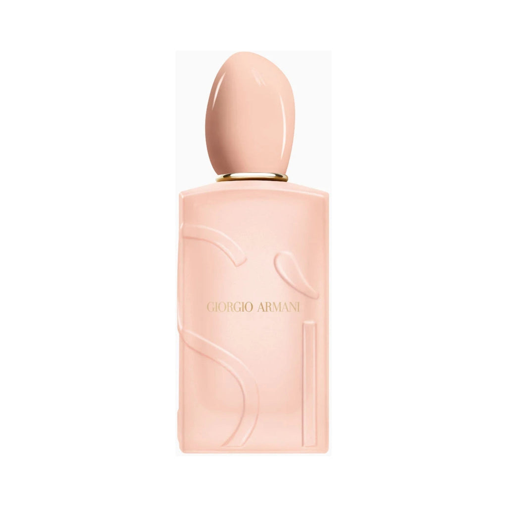 Refect Beauty Giorgio Armani Sì Nude Bloom Eau de Parfum in a soft pink glass bottle with a matching rounded cap.