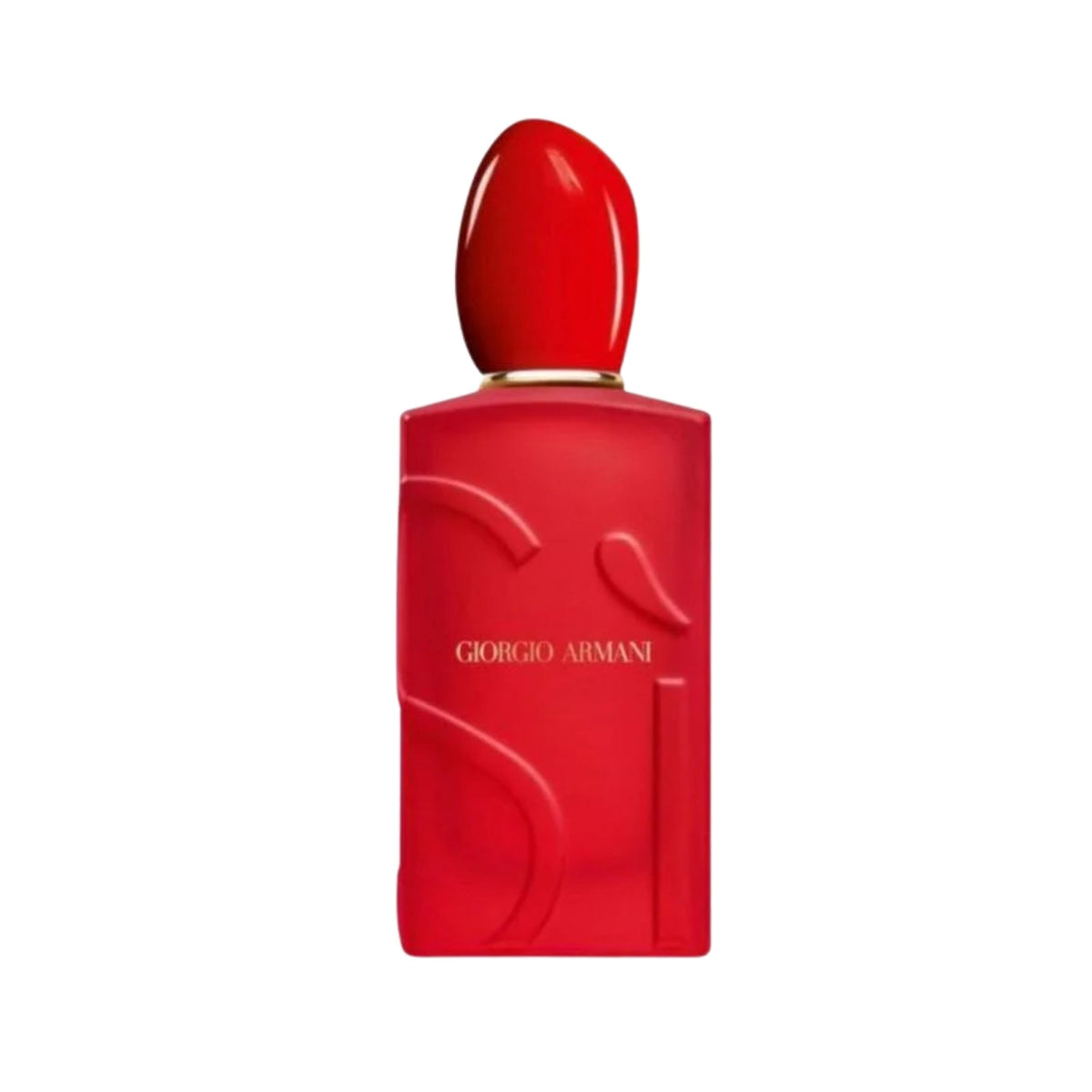 Refect Beauty Giorgio Armani Si Passione Red Bloom Eau de Parfum in a vibrant red glass bottle with a bold red cap.