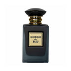 Refect Beauty Giorgio De Blue eau de parfum in a sleek dark bottle with a gold-accented cap and label.