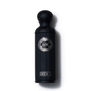 Refect Beauty Gissah Mavro Eau de Parfum in a sleek black bottle with intricate silver detailing and a textured cap.