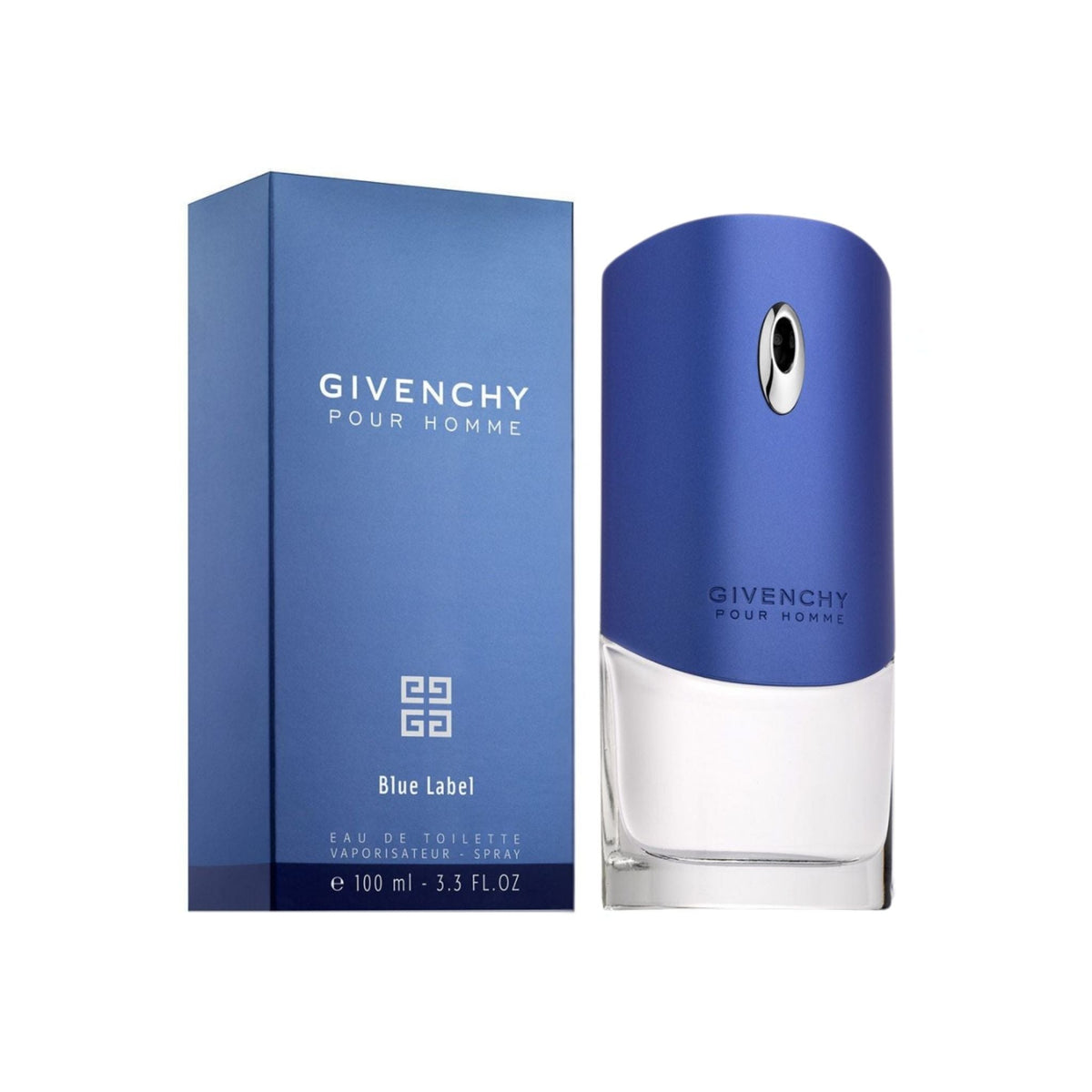 Refect Beauty Givenchy Pour Homme Blue Label Eau de Toilette 100ml bottle and blue packaging box