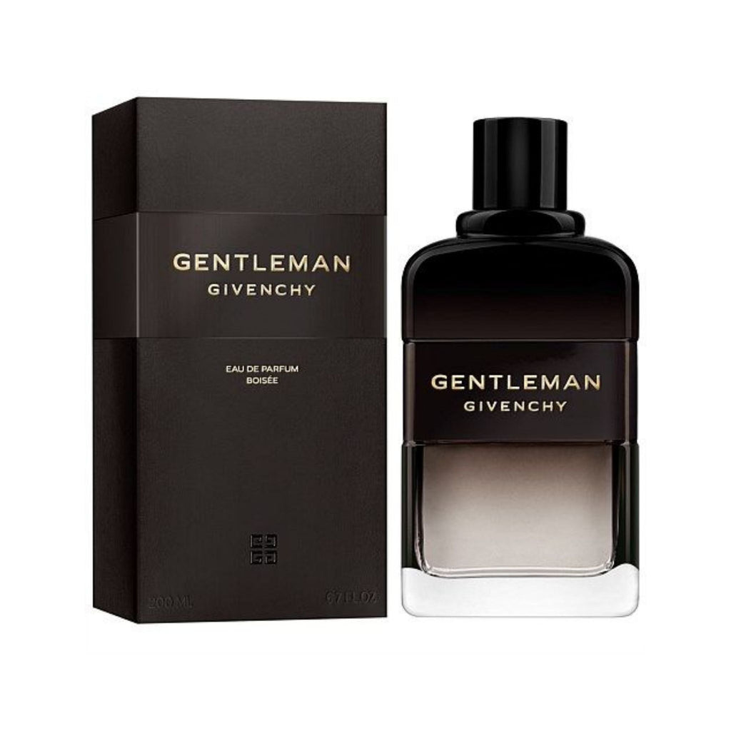Refect Beauty Givenchy Gentleman Boisée Eau de Parfum bottle and dark box packaging with woody spicy fragrance notes.