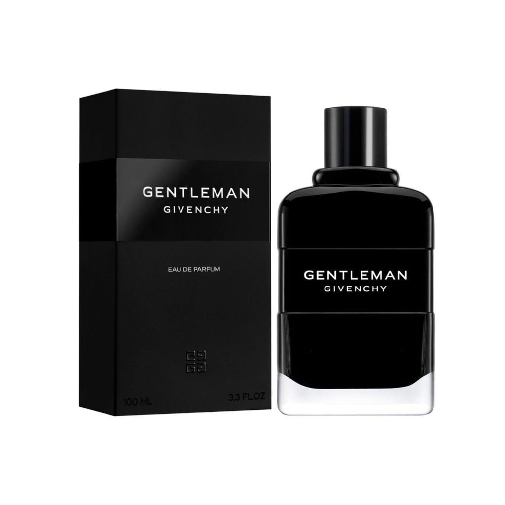 Refect Beauty Givenchy Gentleman Eau de Parfum bottle and black box packaging with elegant woody floral scent design.