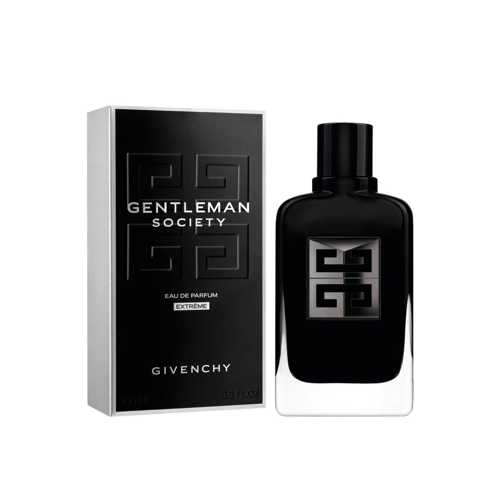 Refect Beauty Givenchy Gentleman Society Eau de Parfum Extrême bottle and box with black and silver branding