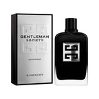Refect Beauty Givenchy Gentleman Society Eau de Parfum bottle and silver box packaging with black logo details.