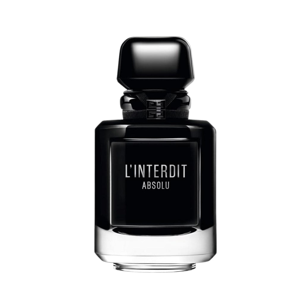 Refect Beauty Givenchy L'Interdit Absolu Eau de Parfum Intense in a sleek, glossy black glass bottle.