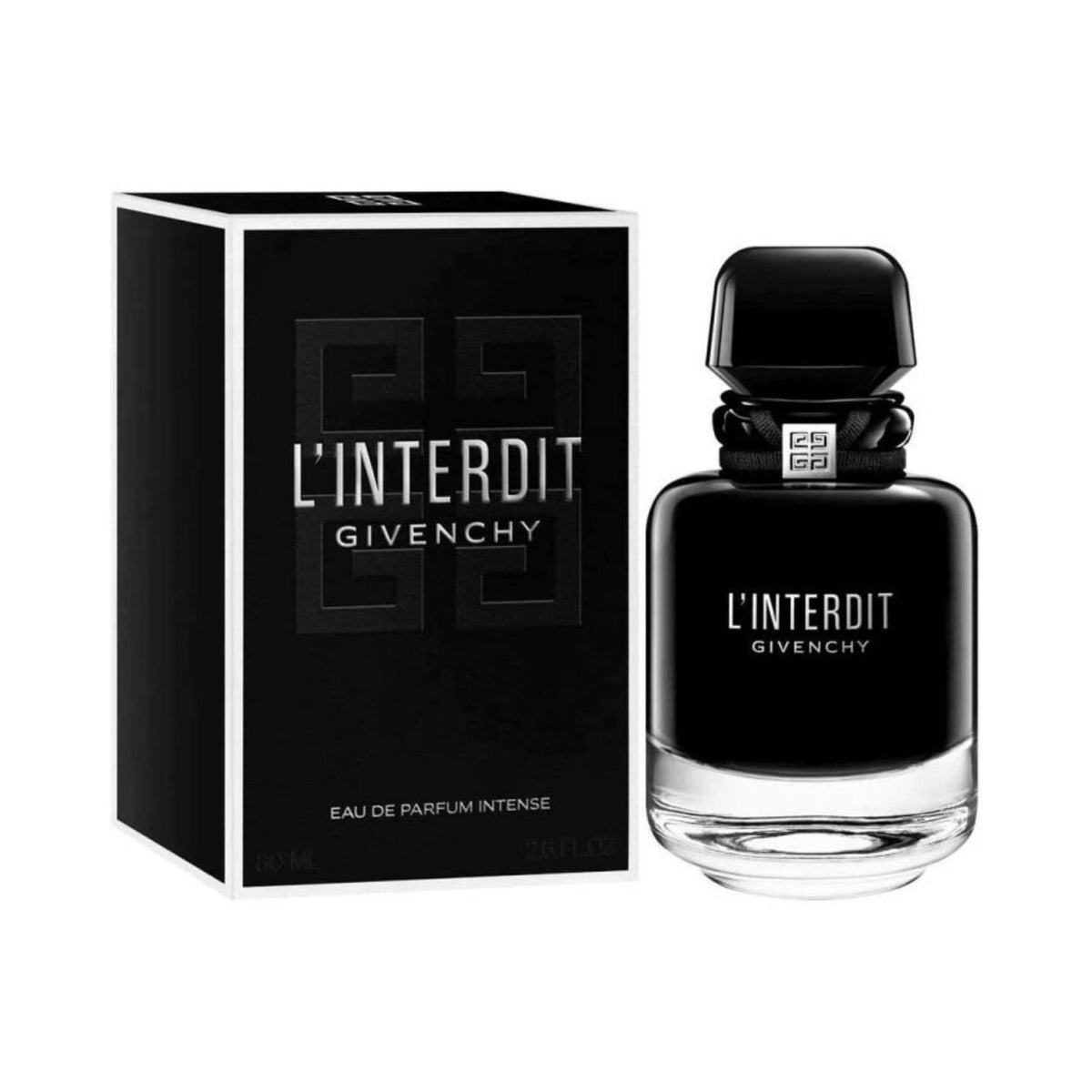 Refect Beauty Givenchy L'Interdit Eau de Parfum Intense perfume bottle and black box packaging.