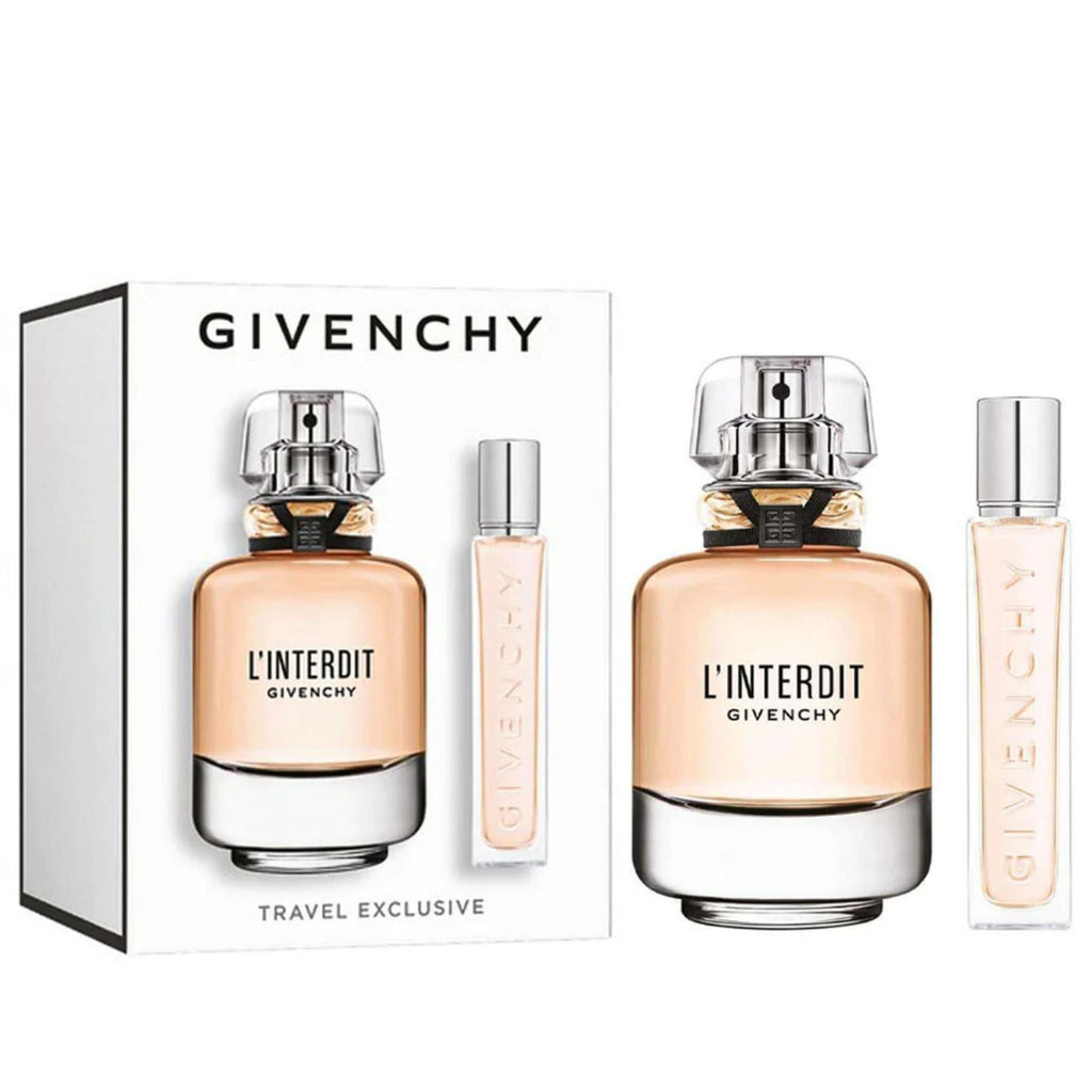 Refect Beauty Givenchy L'Interdit gift set featuring an 80ml perfume bottle and a 12.5ml travel spray in box