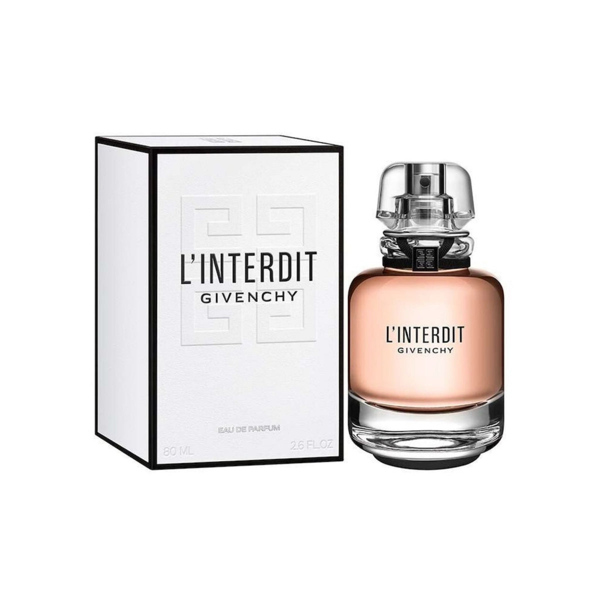 Refect Beauty Givenchy L’Interdit Eau de Parfum bottle and white box packaging featuring a modern floral scent