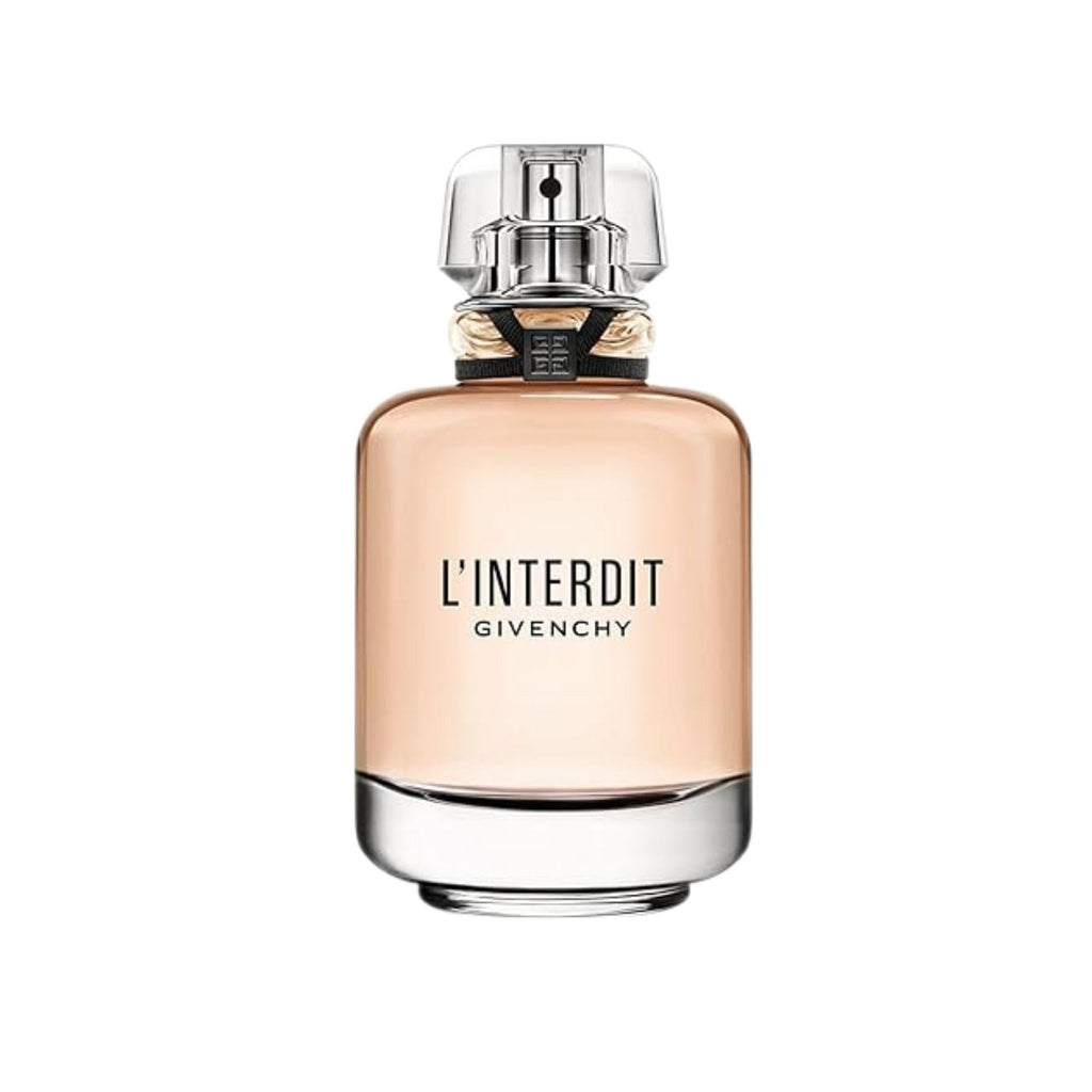Refect Beauty Givenchy L’Interdit Eau de Parfum bottle with a soft peach-toned fragrance and elegant glass design.