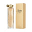 Refect Beauty Givenchy Organza Eau de Parfum bottle with gold sculptural cap next to its elegant gold packaging box.