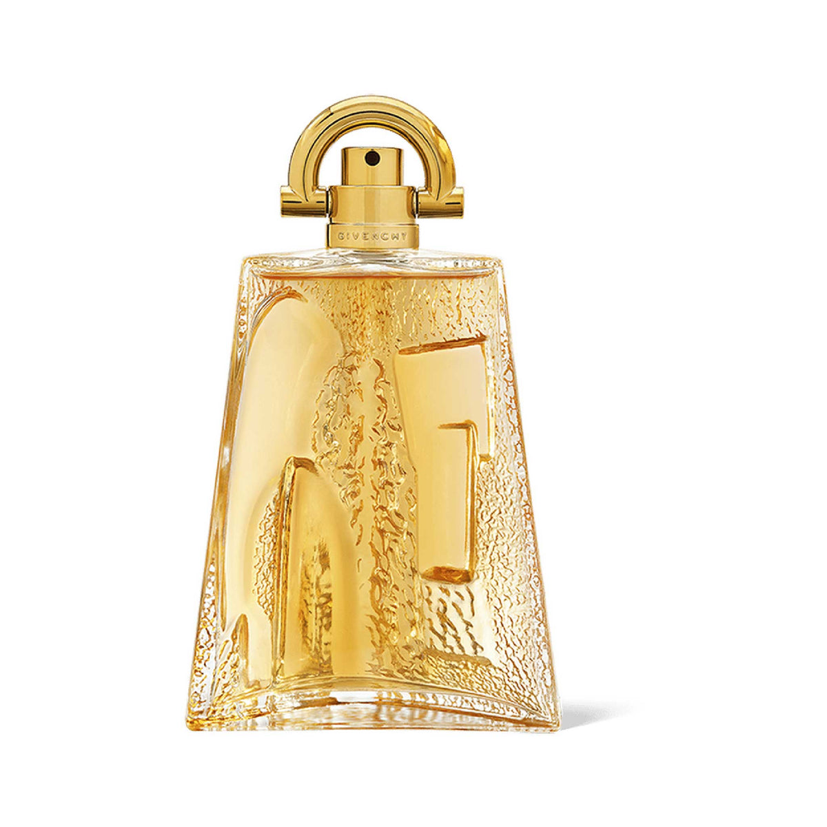 Refect Beauty Givenchy Pi Eau de Toilette in a unique, textured gold glass bottle with a metallic gold cap.